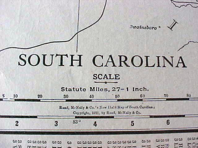 Map South Carolina Georgia 1912 Antique