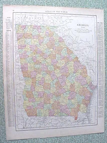 Map South Carolina Georgia 1912 Antique