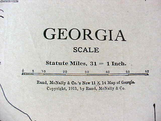 Map South Carolina Georgia 1912 Antique