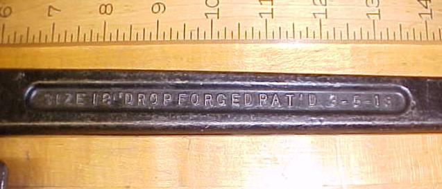 Trimont Pipe Wrench 18 inch Trimo 1918 Patent