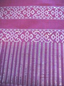 Vintage Sari Saree Rose Silk Ornate Silver Designs