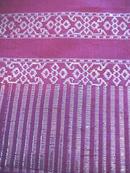 Vintage Sari Saree Rose Silk Ornate Silver Designs