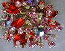 Brooch Pin Red Floral Spray Rhinestone Exquisite