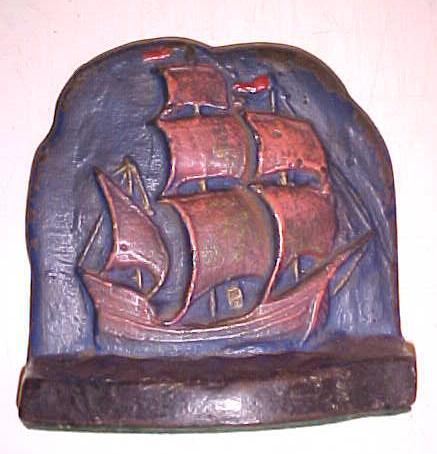 Antique Bookends Sailing Ship at Sea