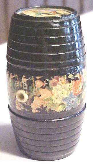 Victorian String Holder Wood Barrel Floral