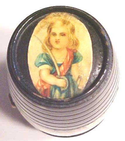 Victorian String Holder Wood Barrel Floral
