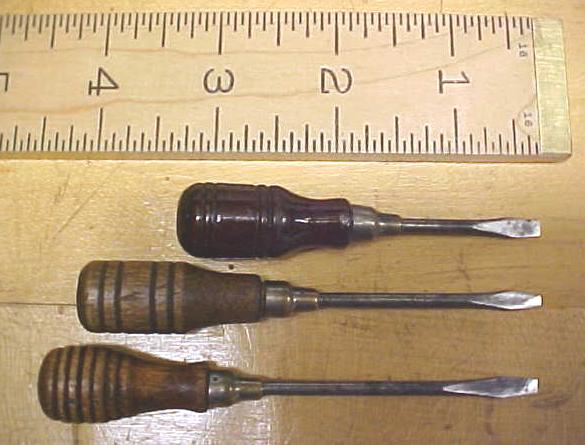 Antique Screwdrivers Miniature Fancy Handles group of 3