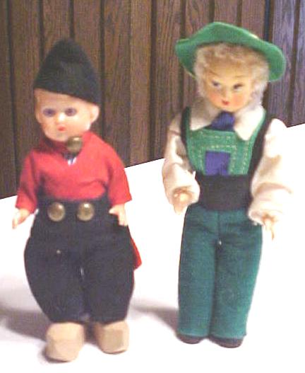 Dutch Boy Dolls Ethnic Wood Shoes Miniature 2 PC