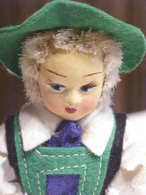 Dutch Boy Dolls Ethnic Wood Shoes Miniature 2 PC