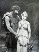 Engraving of Parthenia & Ingomar 1892 Ornate Frame