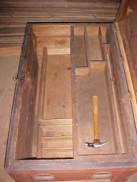 Antique Carpenters Tool Chest Box w/Drawers