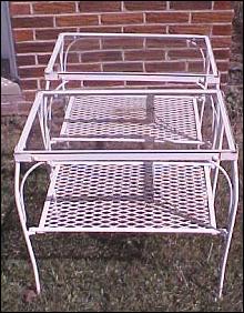 End Tables Wrought Iron Pair Glass Top