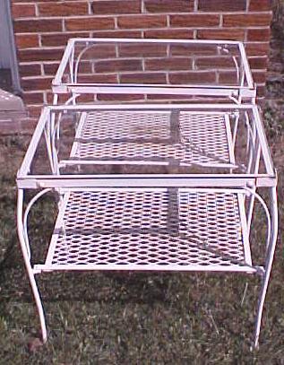 End Tables Wrought Iron Pair Glass Top