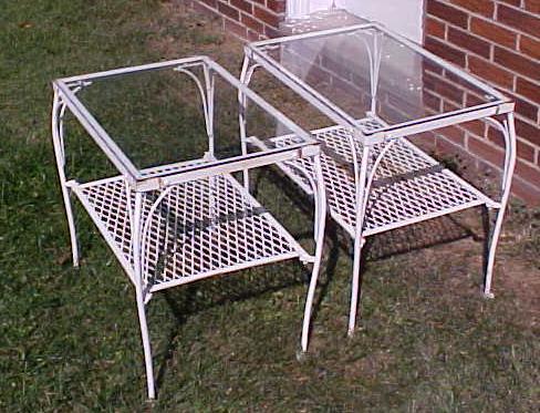 End Tables Wrought Iron Pair Glass Top