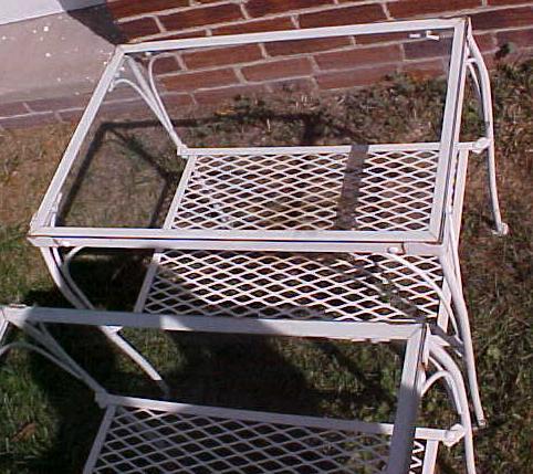 End Tables Wrought Iron Pair Glass Top