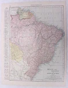 Antique Map Brazil Guiana 1916 Nice Details & Colors