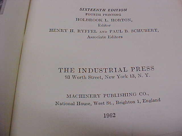 Machinist Machinery's Handbook 1962