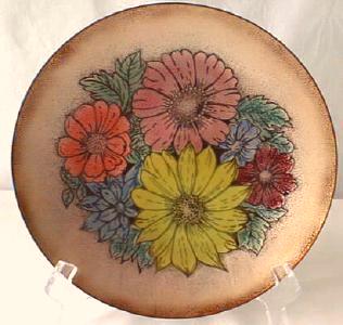 Enamel on Copper Floral Plate + Dish