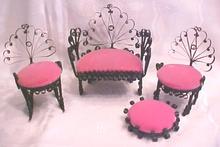 Miniature Settee & Chairs Victorian Doll House 4 PC