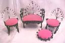 Miniature Settee & Chairs Victorian Doll House 4 PC