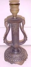Cast Iron Lamp Base Candlestick Swans