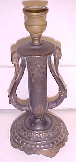 Cast Iron Lamp Base Candlestick Swans
