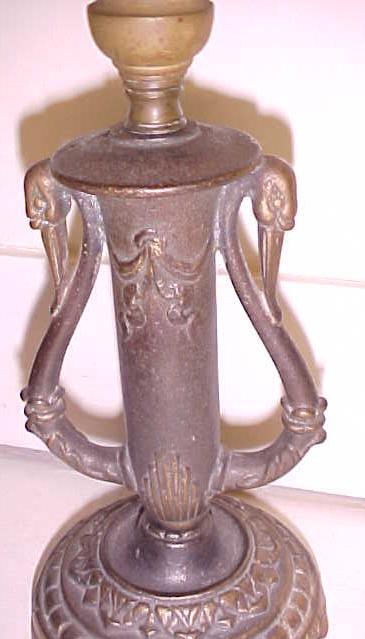 Cast Iron Lamp Base Candlestick Swans