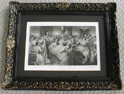 Engraving The Hunt Ball Ornate Frame 1880