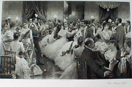 Engraving The Hunt Ball Ornate Frame 1880