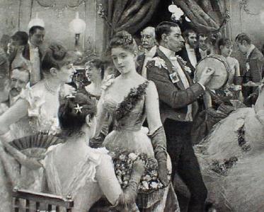 Engraving The Hunt Ball Ornate Frame 1880