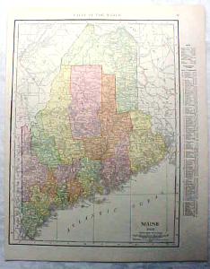 Map Maine 1916 Nice Details & Colors