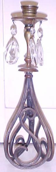 Brass Candlestick Holder w/Glass Prisms