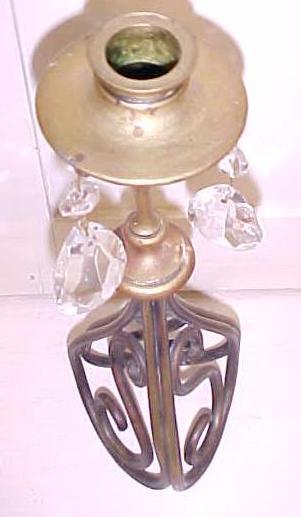 Brass Candlestick Holder w/Glass Prisms