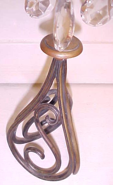 Brass Candlestick Holder w/Glass Prisms