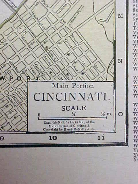 Map Ohio Cincinnati Streets 1917 Rand McNally