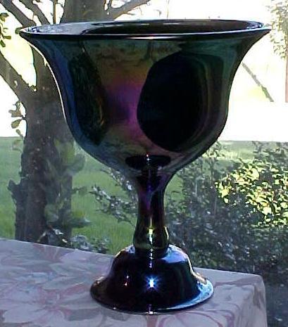 Fenton Favrene Compote Signed 1976 Art Glass