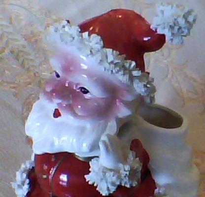 Spaghetti Santa Bobble Head Planter Vintage