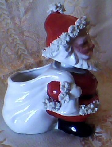 Spaghetti Santa Bobble Head Planter Vintage
