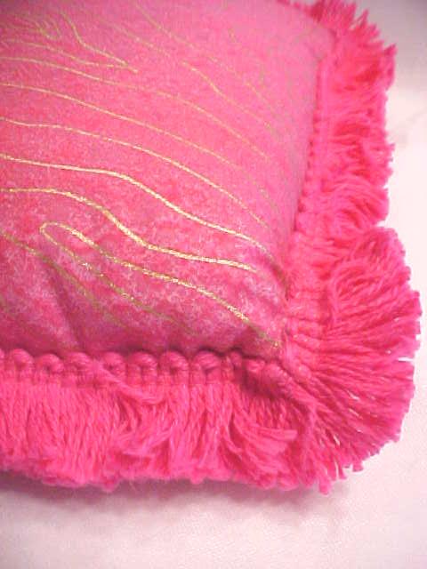 Pin Cushion Batik Hot Pink Fringe Large Size