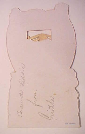 Valentines Card Girl Gate Flowers Germany Fold out Antique