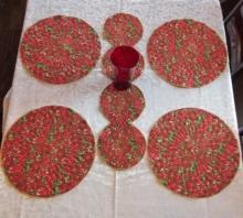 Poinsettia Place Mats & Table Runner Quilted