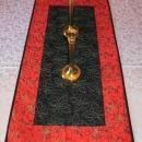 Table Runner Table Topper Decoration Red/Black Poinsettia Quilted