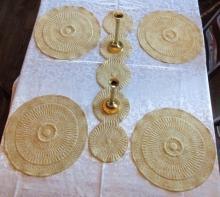 Place Mats & Table Runner Quilted Gold Color