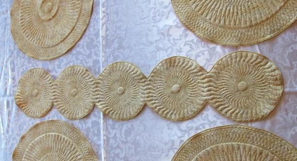 Place Mats & Table Runner Quilted Gold Color