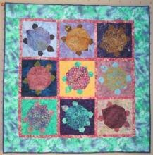 Turtle Quilt Applique Wall Hanging Custom Quilted Batiks Art Quilt