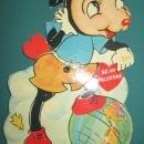 Mickey Mouse Valentines Card World at Feet 1930's USA