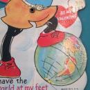 Mickey Mouse Valentines Card World at Feet 1930's USA