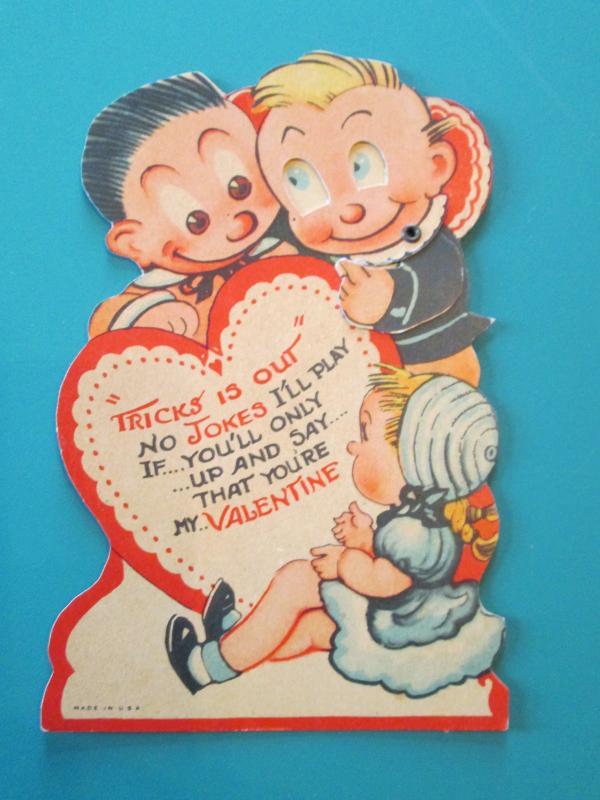 Katzenjammer Kids Valentines Card 1930's Mechanical