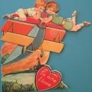 Airplane Valentines Card 1930's Mechanical Boy Girl