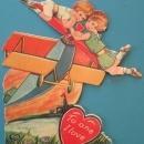 Airplane Valentines Card 1930's Mechanical Boy Girl